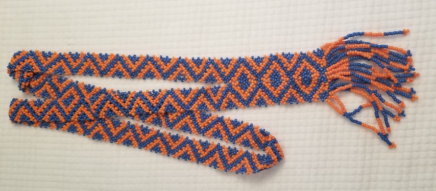 Orange + Blue beaded necklace Malawi