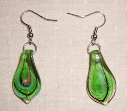 matching green earrings